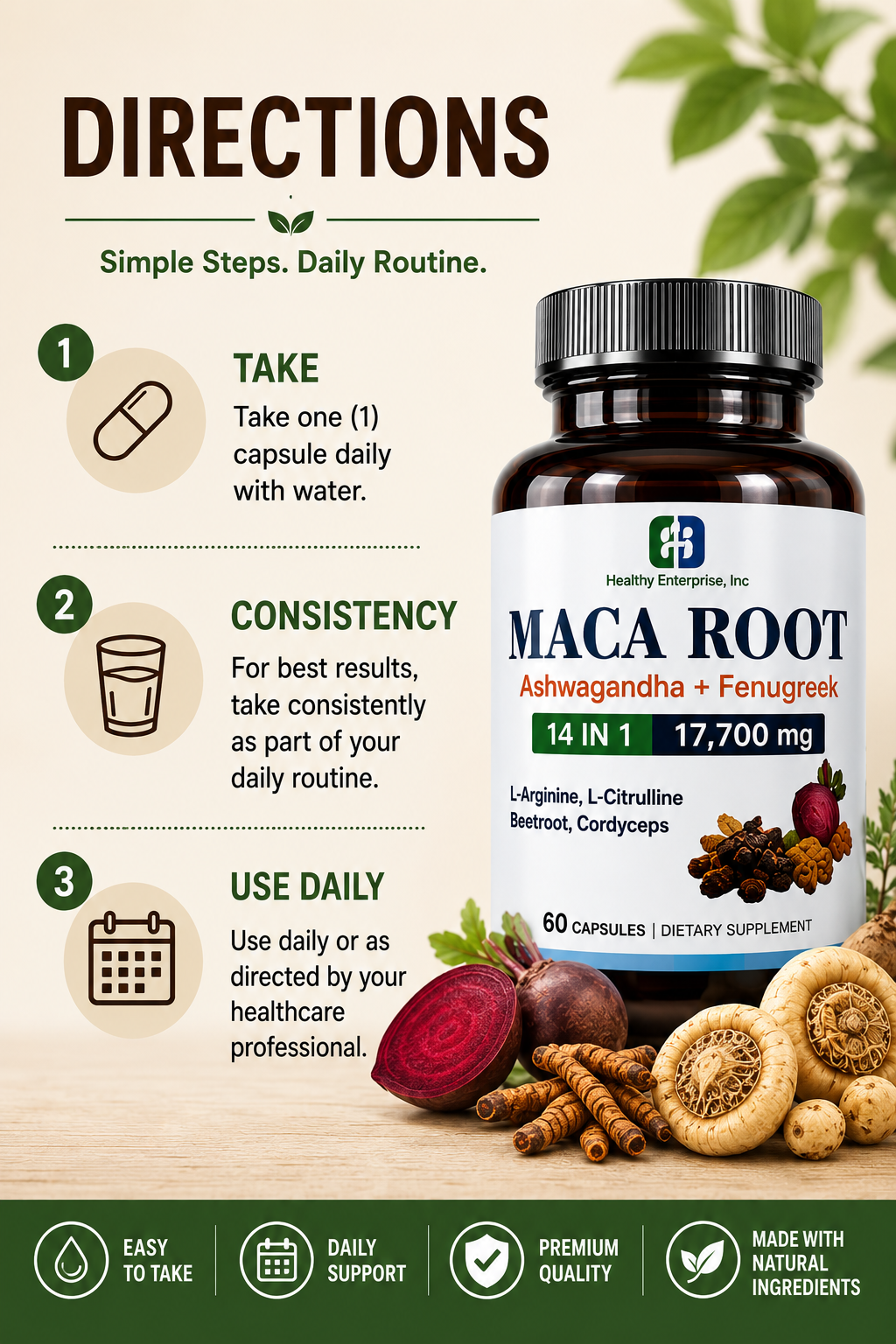 Maca Root 14-in-1 Capsules – Ashwagandha + Fenugreek