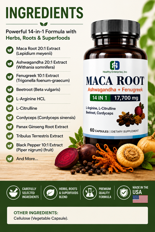Maca Root 14-in-1 Capsules – Ashwagandha + Fenugreek