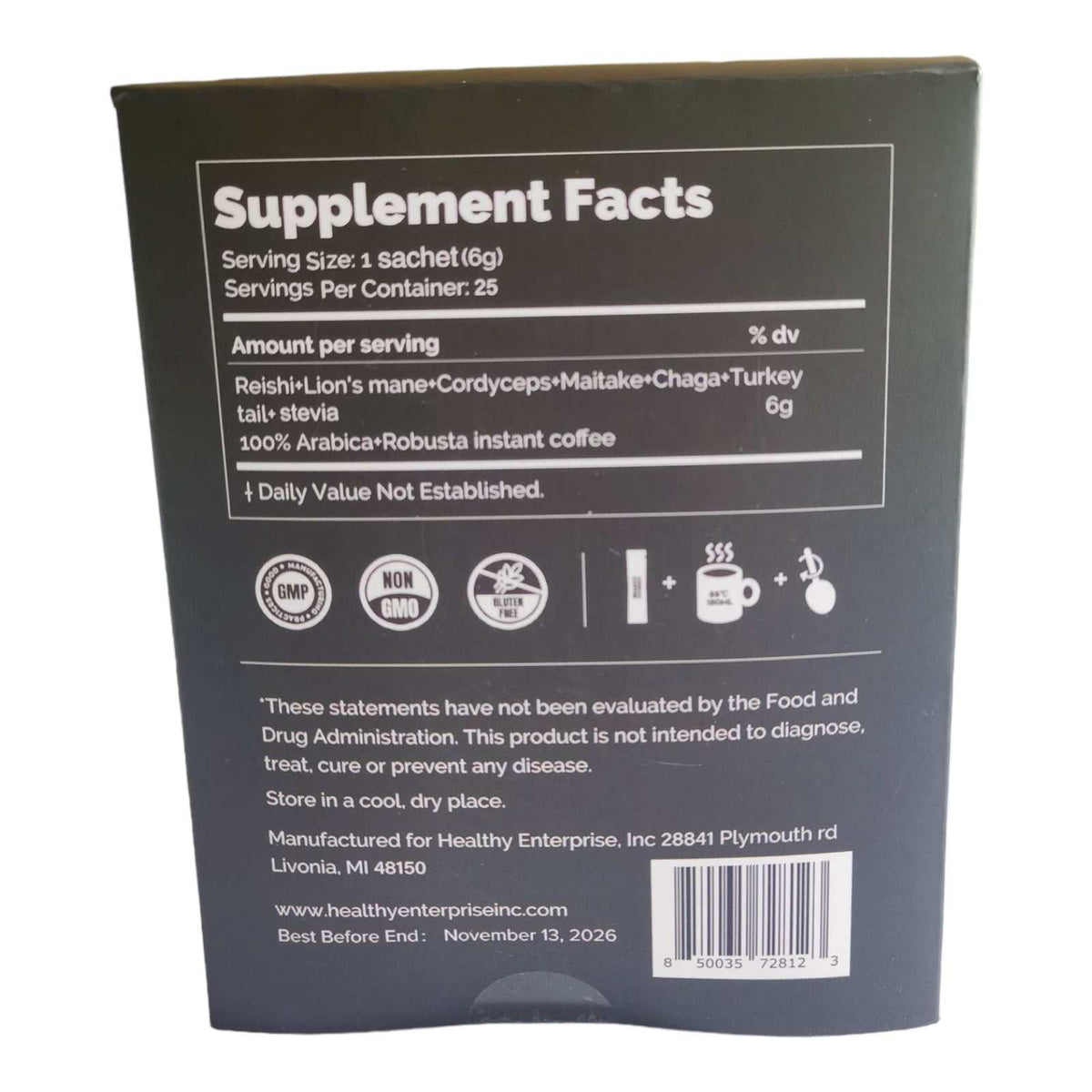 Metro Supreme Coffee Blend | 6-Mushroom Instant Coffee | 25 Sachets
