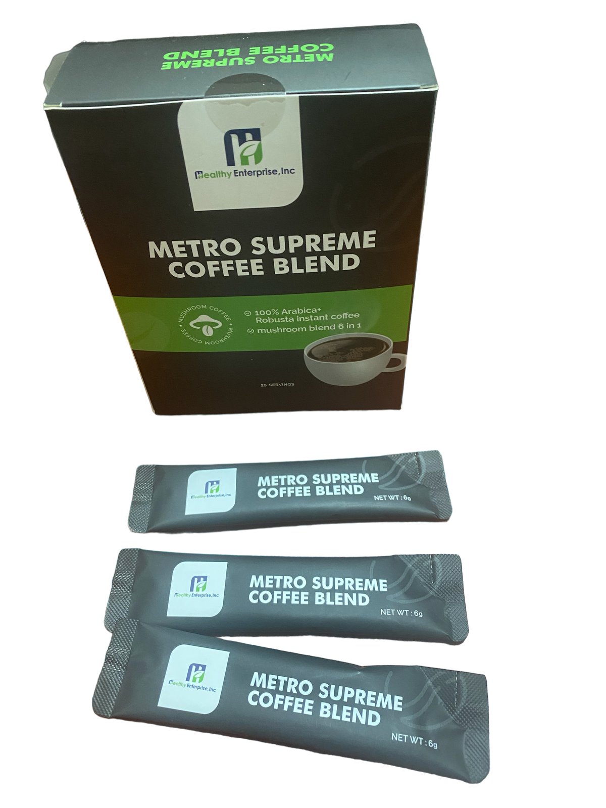Metro Supreme Coffee Blend | 6-Mushroom Instant Coffee | 25 Sachets
